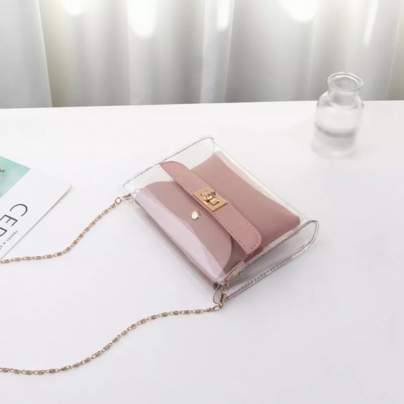 ✨HP✨CLEAR CROSSBODY WITH PINK TRIM AND INSERT - Picture 6 of 6